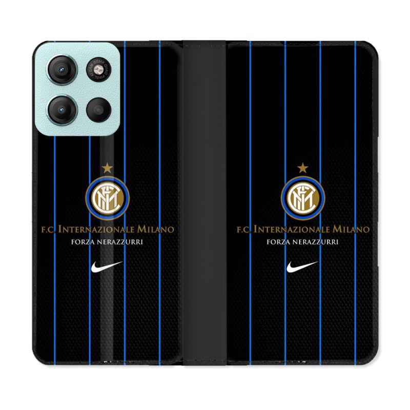 Housse cuir portefeuille Pour Motorola G15 Foot Inter Milan
