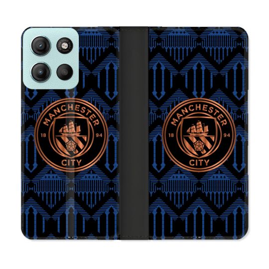Housse cuir portefeuille Pour Motorola G15 Foot Manchester City