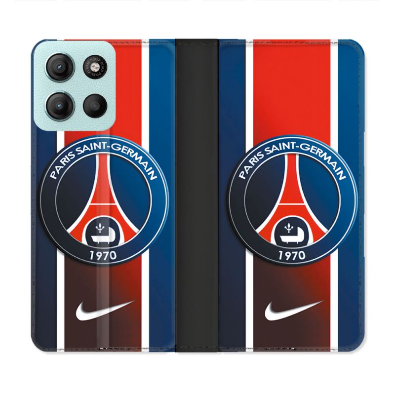 Housse cuir portefeuille Pour Motorola G15 Foot PSG 1970