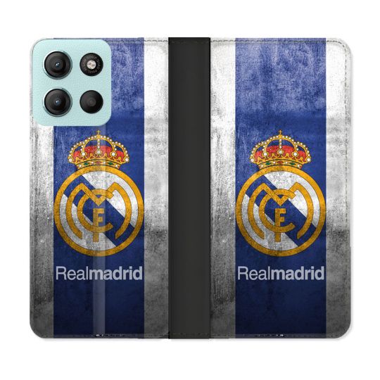 Housse cuir portefeuille Pour Motorola G15 Foot Real Madrid