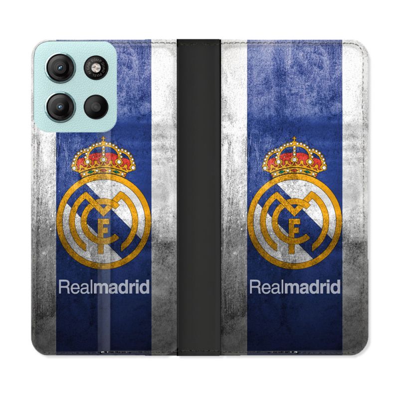 Housse cuir portefeuille Pour Motorola G15 Foot Real Madrid