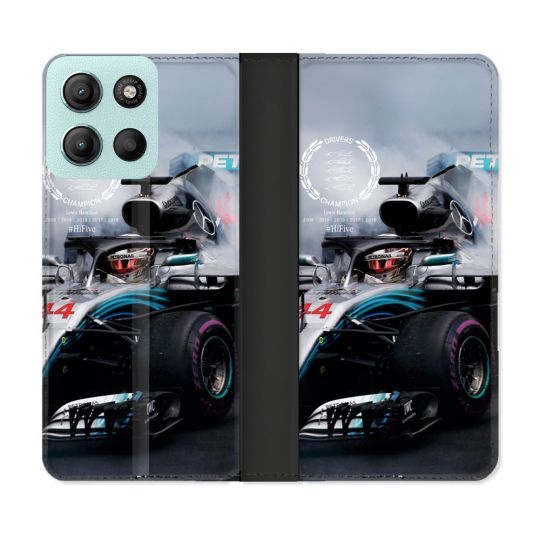 Housse cuir portefeuille Pour Motorola G15 Formule 1 F1 Mercedes Petronas
