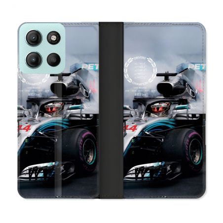 Housse cuir portefeuille Pour Motorola G15 Formule 1 F1 Mercedes Petronas