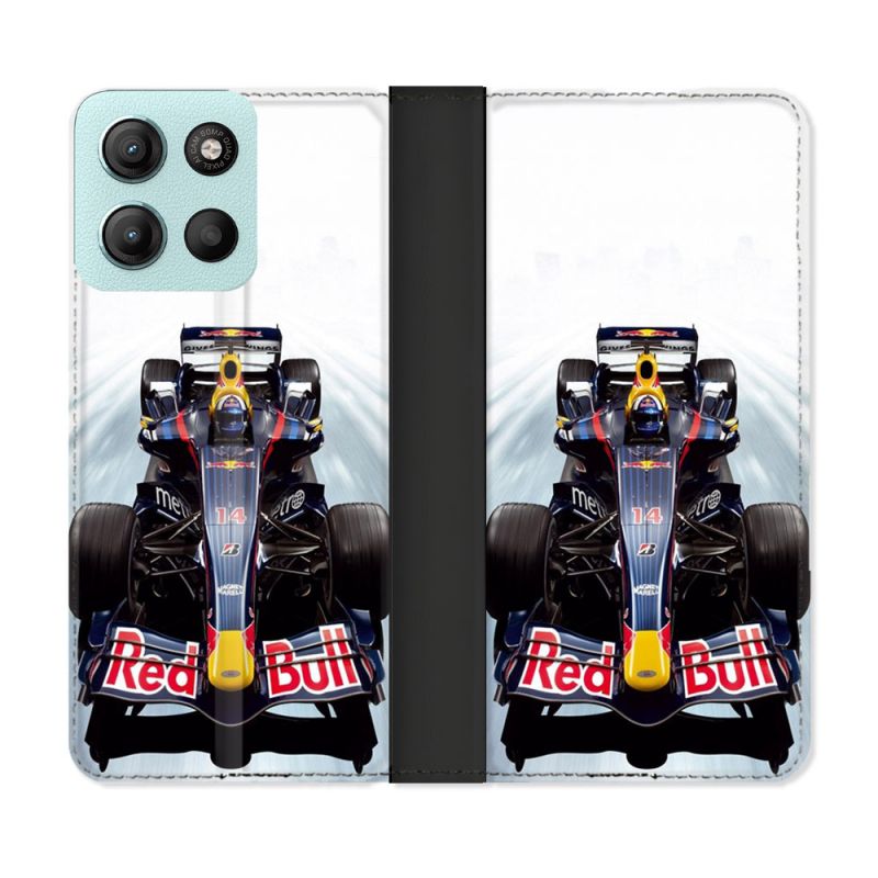 Housse cuir portefeuille Pour Motorola G15 Formule 1 F1 Red Bull