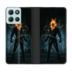 Housse cuir portefeuille Pour Motorola G15 Ghost Rider