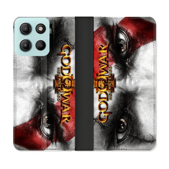 Housse cuir portefeuille Pour Motorola G15 God Of War GOW