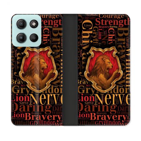 Housse cuir portefeuille Pour Motorola G15 Harry Potter Griffondor