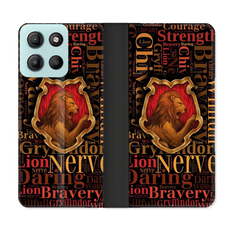 Housse cuir portefeuille Pour Motorola G15 Harry Potter Griffondor