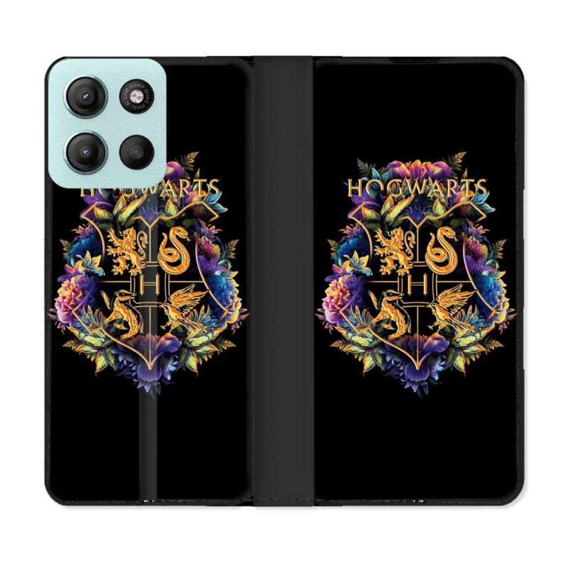 Housse cuir portefeuille Pour Motorola G15 Harry Potter Hogwarts