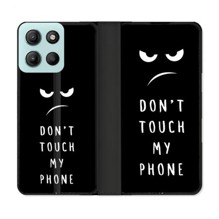 Housse cuir portefeuille Pour Motorola G15 Humour Don't Touch