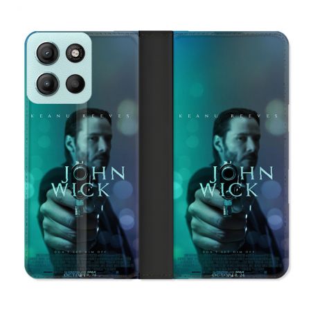 Housse cuir portefeuille Pour Motorola G15 John Wick