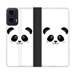 Housse cuir portefeuille Pour Motorola G35 5G Animal Panda Blanc