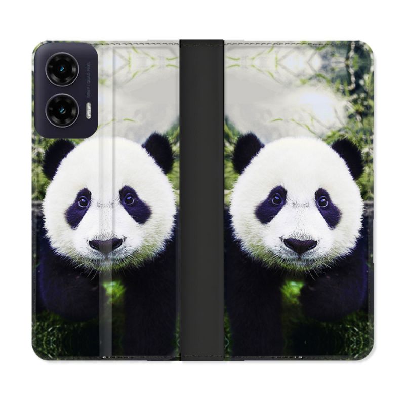 Housse cuir portefeuille Pour Motorola G35 5G Animal Panda Color