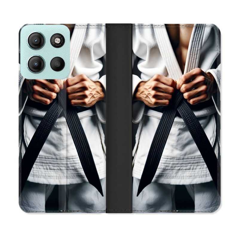 Housse cuir portefeuille Pour Motorola G15 Kimono Ceinture