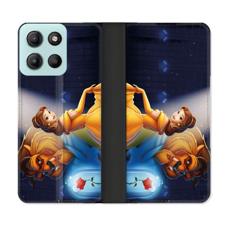 Housse cuir portefeuille Pour Motorola G15 La Belle et La Bête