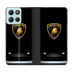 Housse cuir portefeuille Pour Motorola G15 Lamborghini Noir