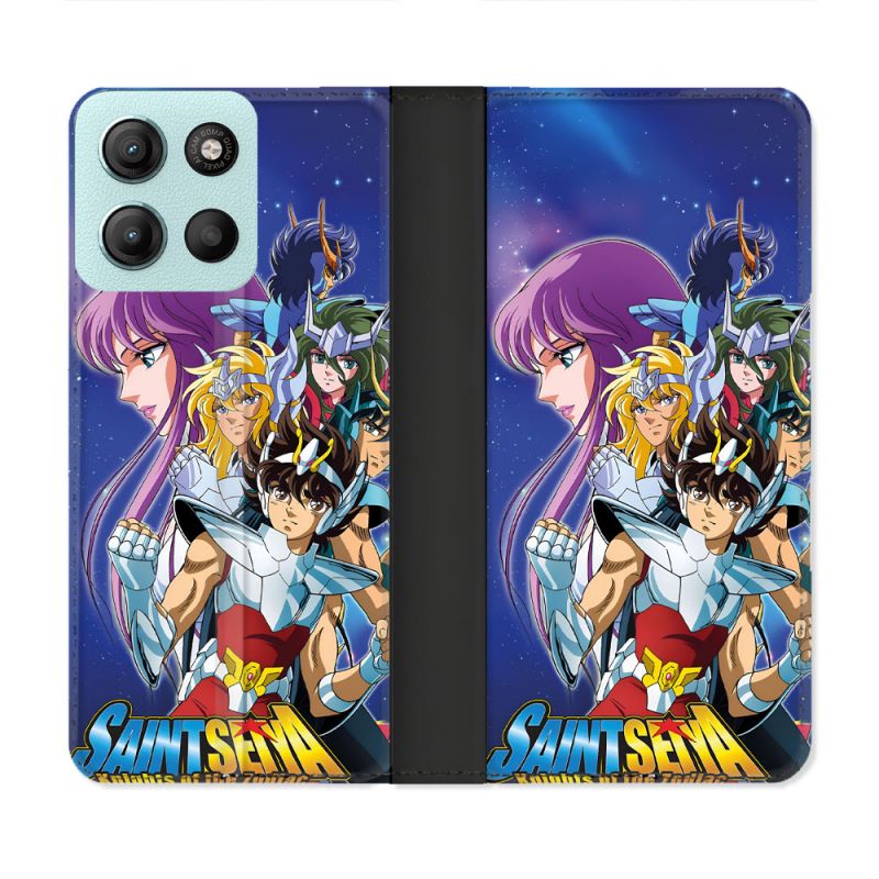 Housse cuir portefeuille Pour Motorola G15 Les Chevaliers Du Zodiaque