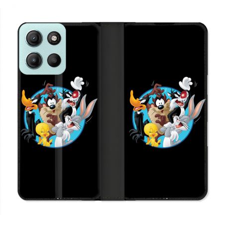 Housse cuir portefeuille Pour Motorola G15 Looney Tunes
