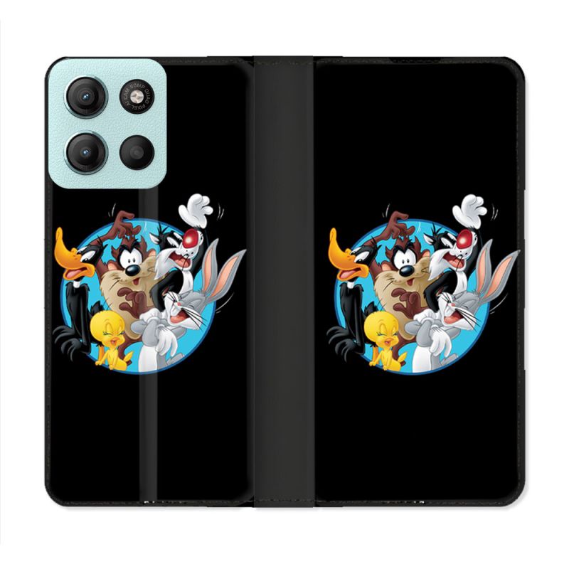Housse cuir portefeuille Pour Motorola G15 Looney Tunes