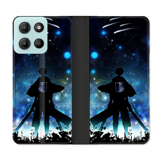 Housse cuir portefeuille Pour Motorola G15 Manga Attaque Titans Levi