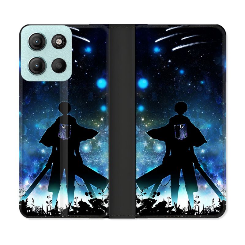 Housse cuir portefeuille Pour Motorola G15 Manga Attaque Titans Levi