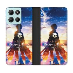 Housse cuir portefeuille Pour Motorola G15 Manga Attaque Titans Soleil