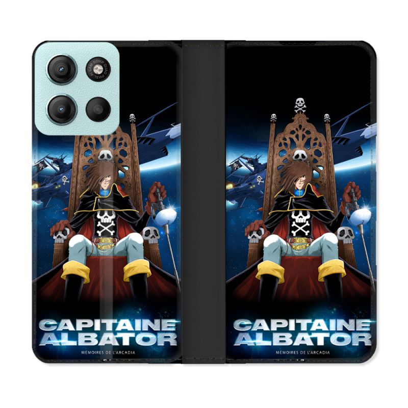 Housse cuir portefeuille Pour Motorola G15 Manga Capitaine Albator