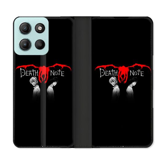 Housse cuir portefeuille Pour Motorola G15 Manga Death Note Noir
