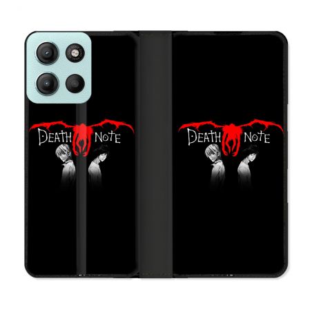 Housse cuir portefeuille Pour Motorola G15 Manga Death Note Noir