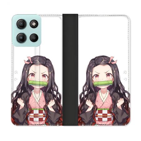 Housse cuir portefeuille Pour Motorola G15 Manga Demon Slayer Nezuko
