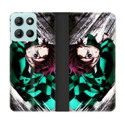Housse cuir portefeuille Pour Motorola G15 Manga Demon Slayer Tanjiro