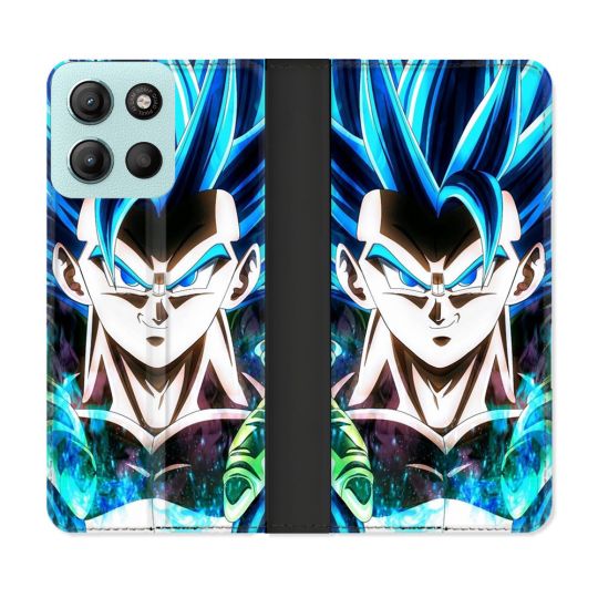 Housse cuir portefeuille Pour Motorola G15 Manga Dragon Ball Gogeta Visage