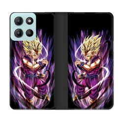 Housse cuir portefeuille Pour Motorola G15 Manga Dragon Ball Sangohan Violet