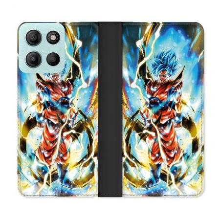 Housse cuir portefeuille Pour Motorola G15 Manga Dragon Ball Sangoku Blanc