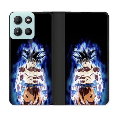 Housse cuir portefeuille Pour Motorola G15 Manga Dragon Ball Sangoku Noir