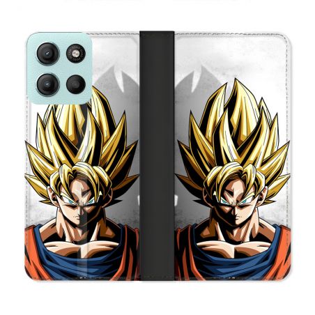 Housse cuir portefeuille Pour Motorola G15 Manga Dragon Ball Sangoku Portrait