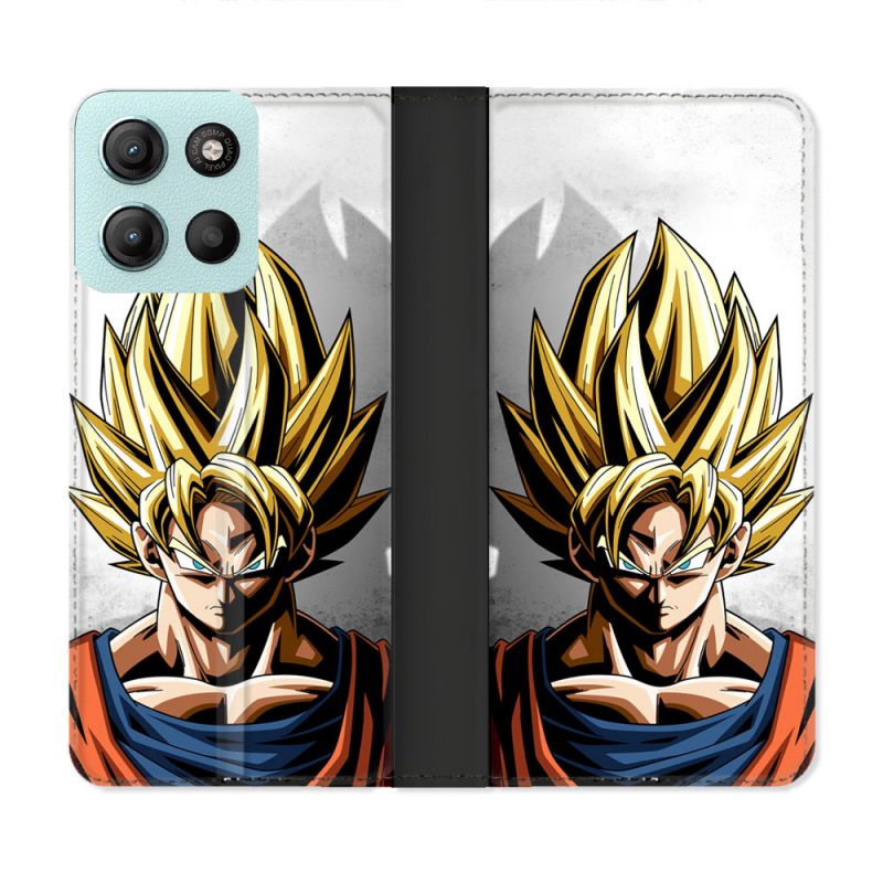 Housse cuir portefeuille Pour Motorola G15 Manga Dragon Ball Sangoku Portrait