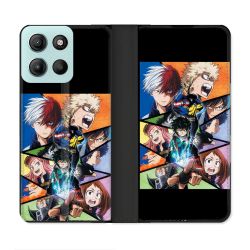 Housse cuir portefeuille Pour Motorola G15 Manga My Hero Academia Noir