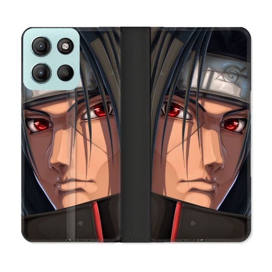 Housse cuir portefeuille Pour Motorola G15 Manga Naruto Itachi Visage