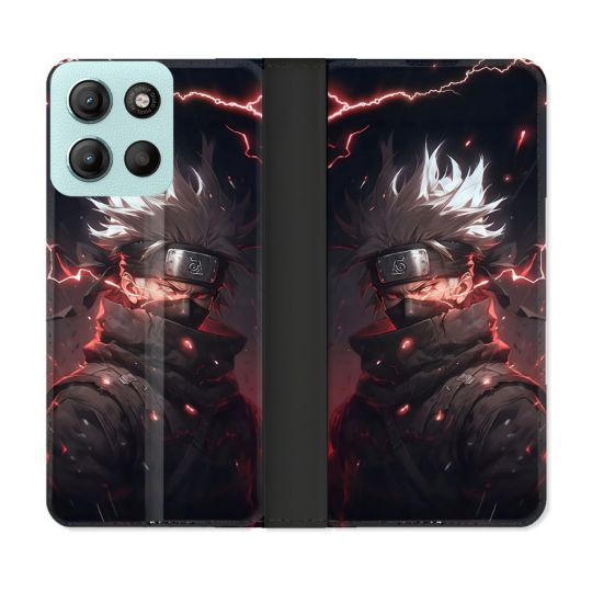 Housse cuir portefeuille Pour Motorola G15 Manga Naruto Kakashi Dark