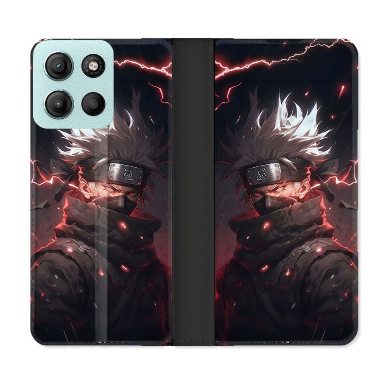 Housse cuir portefeuille Pour Motorola G15 Manga Naruto Kakashi Dark