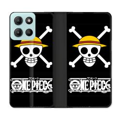Housse cuir portefeuille Pour Motorola G15 Manga One Piece Tete de Mort