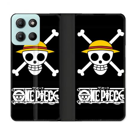 Housse cuir portefeuille Pour Motorola G15 Manga One Piece Tete de Mort