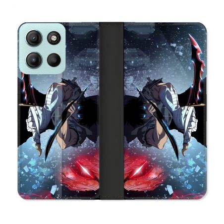 Housse cuir portefeuille Pour Motorola G15 Manga Solo Leveling Sung Epee