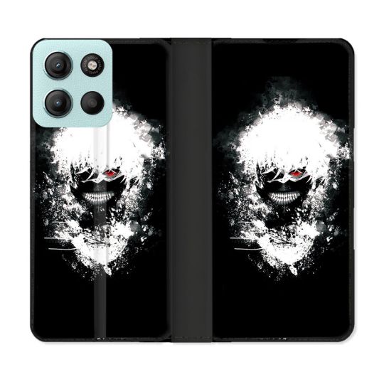 Housse cuir portefeuille Pour Motorola G15 Manga Tokyo Ghoul Kaneki Tag
