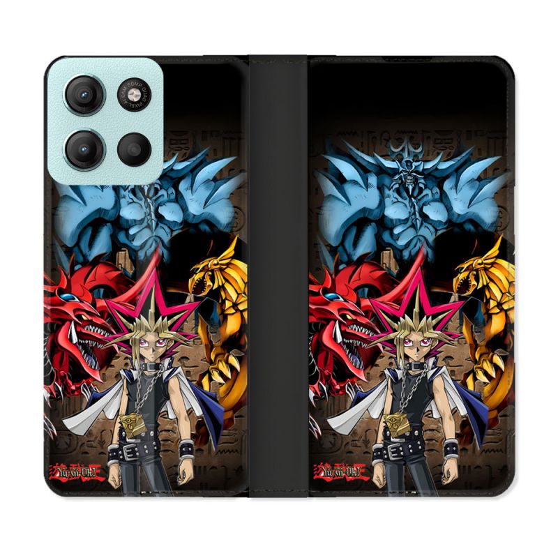 Housse cuir portefeuille Pour Motorola G15 Manga Yu Gi Oh