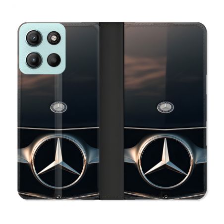 Housse cuir portefeuille Pour Motorola G15 Mercedes Calendre