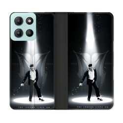 Housse cuir portefeuille Pour Motorola G15 Michael Jackson Noir