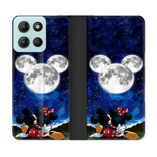 Housse cuir portefeuille Pour Motorola G15 Mickey Minnie