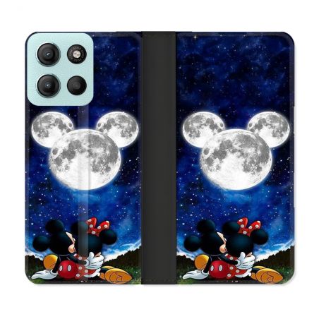 Housse cuir portefeuille Pour Motorola G15 Mickey Minnie